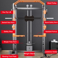 Machine Smith multifonction tout-en-un avec cage de musculation et crossover de câbles pour l'entraînement de force à domicile