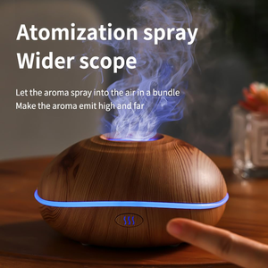 Diffuseur d'arômes électrique en bois avec simulation de flamme, humidificateur d'air électronique, diffuseur d'huiles essentielles à grain de bois pour la maison - Product Image 3