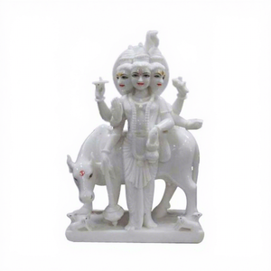 Estatua de Dattatreya de mármol pulido blanco indio para fines religiosos - Product Image 1