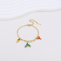 Bracelet en acier inoxydable plaqué or 18 carats avec breloques émaillées personnalisées pour enfants, motifs fruits et animaux marins, logo OEM, vente en gros