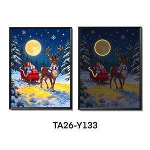 Pintura en Lienzo LED Festiva con Diseño de Santa Claus y Renos, Decoración para el Hogar y Espacios Festivos - Product Image 4