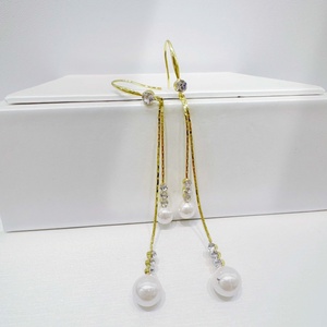 Custom plata Heart Shape plata 925 sterling <b>Silver</b> Drop <b>Earring</b> Romantic women party 14k gold plated pearl <b>long</b> chain <b>earrings</b> - Product Image 2
