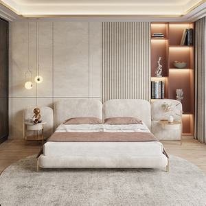 AOMISI CASA – ensemble <span class=keywords><strong>de</strong></span> <span class=keywords><strong>lit</strong></span> <span class=keywords><strong>en</strong></span> flanelle blanche, moderne, luxueux, rembourré, <span class=keywords><strong>tête</strong></span> <span class=keywords><strong>de</strong></span> <span class=keywords><strong>lit</strong></span> <span class=keywords><strong>en</strong></span> cuir blanc - Product Image 3