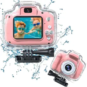 Fotocamera impermeabile per bambini per età 3-12 fotocamera per bambini consente l'uso subacqueo videocamera LCD da 2.0 pollici con scheda SD da 32GB