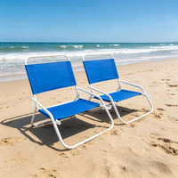 Chaise de plage portable en acier confortable à profil bas, pliable en fer pour le camping, la pêche, le pique-nique, le parc, l'extérieur, en polyester