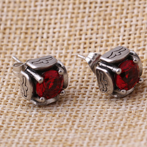 <b>Stud</b> <b>Earrings</b> Geometric Red Zircon Claw Setting Stainless Steel For Women - Product Image 4