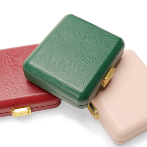 Wholesale Manufacturer Luxury Litchi Grain Custom Logo Double <b>Ring</b> <b>Box</b> Pendant Necklace Case High-end PU Leather Jewelry <b>Box</b> - Product Image 4