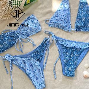 Bikini de Dos Piezas con Estampado de Lujo Personalizado para Verano, Bikini Micro de Poliéster Sostenible OEM - Product Image 3