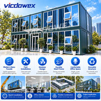 VICDOWEX Bureau Conteneur Modulaire Préfabriqué Moderne à Assemblage Rapide avec Mur Rideau en Verre Design Contemporain pour Salle d'Exposition et Réception