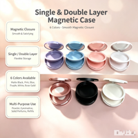 Boîte magnétique ronde vide en gros, simple/double couche, pour poudre/fard à paupières/baume, conteneur de recharge, emballage cosmétique