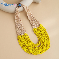 Bestone, nuevo estilo étnico, Serie de estilo navideño, collar de borla con cuentas de semillas para mujer