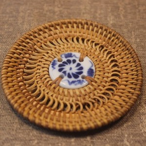 Bamboo Coasters Round Handmade Heat Insulating Mats Traditional Chinese Design Tea Ceremony Placemats - Product Image 4