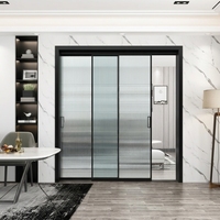 Porte coulissante ultra-étroite en alliage d'aluminium, cadre fin de 16 mm, fonctionnement synchronisé multi-panneaux, cloison intérieure moderne pour villa