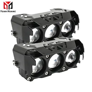 2PCS Motorcycle LED Headlight Projector Lens Spotlight Auxiliary Lamp Driving Fog light Hi/Low Beam White Yellow For Motorcycle