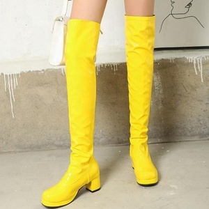 Di Colore della caramella Della Piattaforma Riflettente Superiore Posteriore Con Zip Donna Rotonda Punta Alta Della Coscia <span class=keywords><strong>Stivali</strong></span> di Grande Formato 43 Casuale Sopra Il Ginocchio di Alta lunghi Stivaletti - Product Image 1