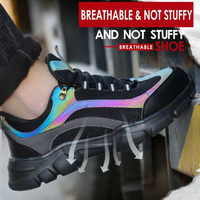 Chaussures de sécurité réfléchissantes pour hommes, baskets anti-écrasement à embout composite, respirantes, chaussures de travail d'usine, chaussures de protection anti-perforation