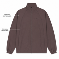 Veste de survêtement oversize pour femme Charlo en tissu technique, épaules tombantes, col montant, style gym et streetwear, vente en gros, personnalisation OEM