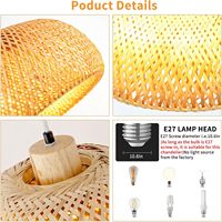 Lampe suspendue en osier Boho de 12 pouces, plafonnier en rotin naturel pour restaurant, hôtel, îlot de cuisine, ferme de luxe