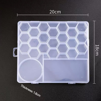 Boîte de rangement hexagonale transparente en PP avec couvercle à clip pour perles, boucles d'oreilles, peinture au diamant