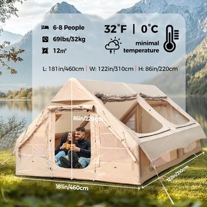 Carpa Inflable Doble Capa para 3-5 Personas (con Bomba) Incluye Toldo, Carpa Familiar Impermeable Premium para Glamping, Fácil de Instalar - Product Image 5