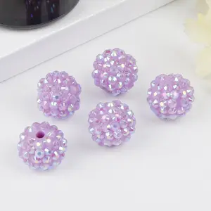 Factory Direct Sales Resin Rhinestone Ball Diy Beads 12mm Rhinestone AB Acrylic Chunky Bubblegum Round Beads For Necklace