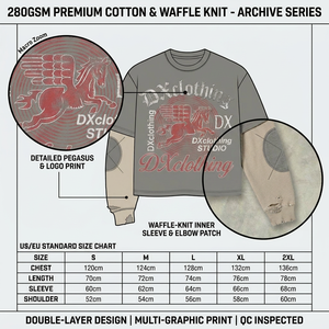 Camiseta de Doble Capa de Algodón Premium de 280 g/m² con Tejido Waffle, Diseño Gráfico Pegasus, Estilo Desgastado, Serie Atelier Archivo Tier-1, Fabricante Personalizado - Product Image 3