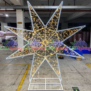 Customized <strong>3D</strong> <strong>Star</strong> Motif LED Sculpture IP65 PVC Outdoor <strong>Decoration</strong> for Holiday for Christmas Starburst Landscape Lights - Product Image 5
