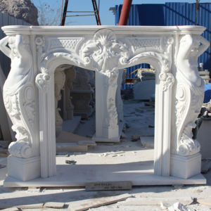 Revestimiento de <span class=keywords><strong>Chimenea</strong></span> de Mármol Natural Francés, Diseño Moderno, Hecho a Mano, Tamaño Personalizable, para Venta en Villas - Product Image 1