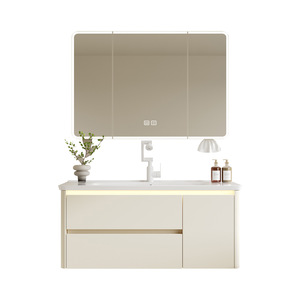 Luxury European Modern Aluminum Waterproof Bathroom Cabinet <b>Set</b> Integrated Ceramic Basin LED Bath <b>Mirror</b> Hotel Apartment - Product Image 6