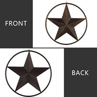 Grand style rustique Texas Lone Star brun foncé Décoration intérieure occidentale vintage; Métal Grange étoile cercle extérieur décoratif pour usage domestique