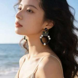 Pendientes Redondos Geométricos de Latón con Perlas Negras de Imitación, Joyería Vintage para Mujer, para Fiestas - Product Image 5