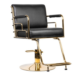 GABBIANO PRATO GOLD & BLACK stilista sedia moderna reclinabile in pelle sintetica sedia da parrucchiere per uso salone e Spa - Product Image 1