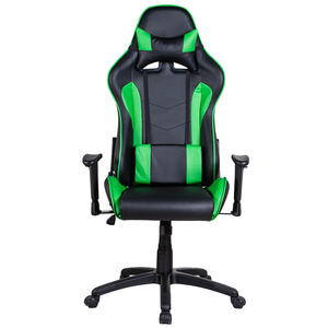 Fauteuil de bureau inclinable pivotant robuste, nouveau fauteuil gamer en similicuir souple, moderne, noir et vert, avec accoudoirs 2D - Product Image 2
