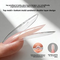 Molde de uñas tipo sándwich OEM con logo, transparente, 240 puntas/caja, puntas de uñas de doble capa, finas, cónicas, ovaladas, largas, cortas, tipo ataúd, almendradas