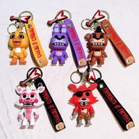Vente en gros de porte-clés Five Nights at Freddy's, porte-clés en PVC, caoutchouc, silicone, dessin animé 3D, anime, pendentif pour sac à dos, porte-clés de voiture, cadeau
