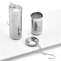 Infuseur à thé multifonctionnel réutilisable en acier inoxydable poli moderne et durable avec crochet à chaîne