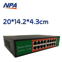 Switch de Red de 16 Puertos 10/100Mbps, Carcasa Metálica, 3.2Gbps, Plug and Play, de Escritorio, con QoS para Cámaras IP, CCTV, NVR