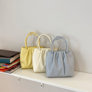 Bolso Tote Azul Claro con Pliegues, Cierre Magnético de 7 Pulgadas, Estilo Coreano Informal, Bolso Bandolera para Mujer - Product Image 2