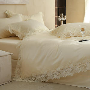 Set di Biancheria da Letto di Lusso Personalizzato in Cotone 180 Fili, 4 Pezzi con Ricami Floreali, Stile Principessa Moderno con Pizzo Arricciato, Piumino per Tutte le Stagioni - Product Image 5