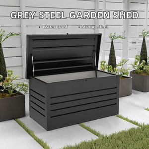 <span class=keywords><strong>Caseta</strong></span> de Jardín Moderna de Acero Galvanizado Negro, Caja de Almacenamiento Color <span class=keywords><strong>Antracita</strong></span>, Impermeable, Fácil de Montar, 120x62x61cm - Product Image 2