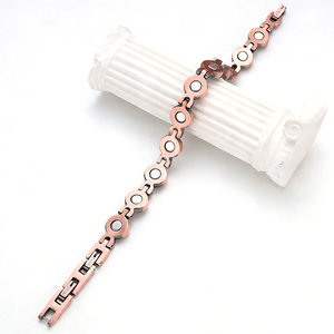 Gelang Turquoise Energi Terapi Magnetik Mode Trendi Rantai Berlapis Tembaga Multi-Warna Geometris Retro Klasik Unisex - Product Image 4