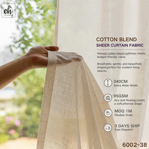 Tissu gazeux aspect <span class=keywords><strong>lin</strong></span> 6002 pour rideaux, faible MOQ <span class=keywords><strong>au</strong></span> mètre, léger avec texture naturelle - Product Image 1