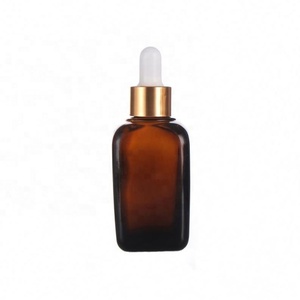 2022 New Multiple Caps Available Empty 50ml Square Amber Glass Dropper <b>Bottles</b> Gold Top Sprayer Glass Perfume Spray <b>Bottle</b> - Product Image 5