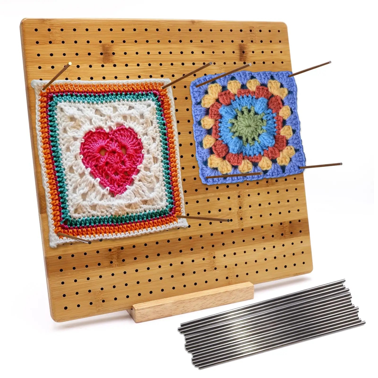 Handcrafted Bamboo Wooden Knitting and Crochet Blocking Board for Granny Squares and Projects