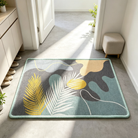 Tapis de porte en polyester à motif abstrait tropical nordique, feuilles de palmier, personnalisable en usine, antidérapant, lavable, pour entrée intérieure, cuisine