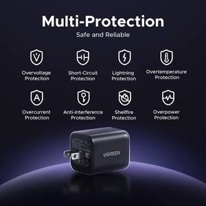 Cargador GAN <span class=keywords><strong>UGREEN</strong></span> Original de <span class=keywords><strong>45W</strong></span> MAX X524 Tipo USB C, Cargador de Pared de Carga Rápida, Pequeño y Compacto para iPhone, iPad y Oficina - Product Image 5