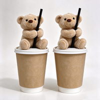 Mignon mini ours en peluche pour couvercle de tasse, décoration de tasse à café, ornement de table de café, accessoire de vaisselle, vente en gros