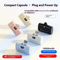 Mini banco de energía de cápsula 2 en 1, 10000mAh, W 22,5, pantalla LED, Cables integrados, cargador portátil de batería de emergencia con cuerda colgante