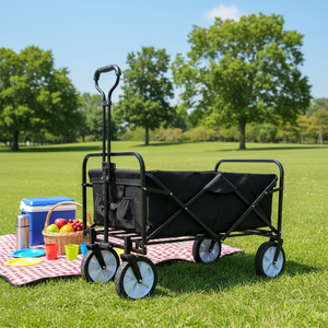 Carrito de Jardín Plegable, Portátil, Resistente, de Acero y Aluminio, con Cuatro Ruedas Bloqueables y Apilable, Ideal para Compras y Herramientas - Product Image 5