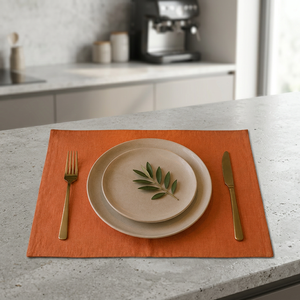 Set de table en lin de qualité supérieure |   Set de table en terre cuite orange solide |   Sous-plat élégant en tissu tissé pour la maison, l'hôtel et le restaurant - Product Image 3